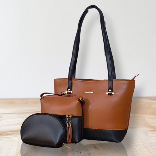 Bags by Bilal 3 Pics Bag Set - Chocolate & Black