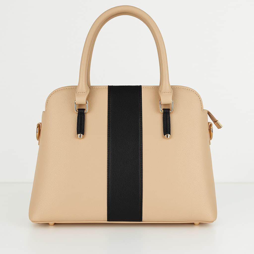 Bags by Bilal Medium Hand Bag - Cream and Black